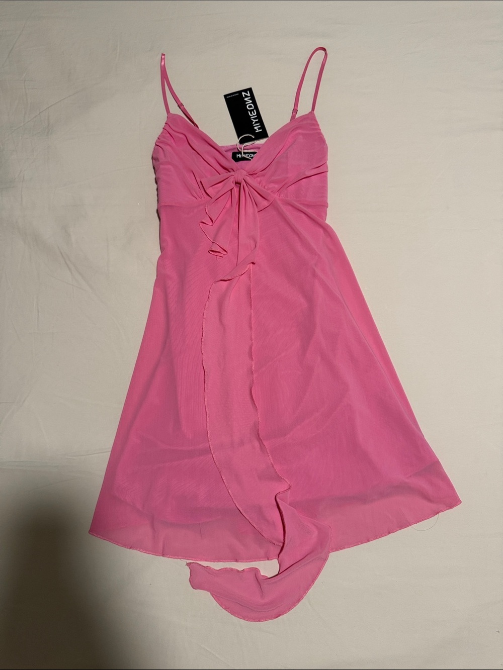 Pink Mesh Party Flowy Ruffle Mini Dress - Picture 3 of 5